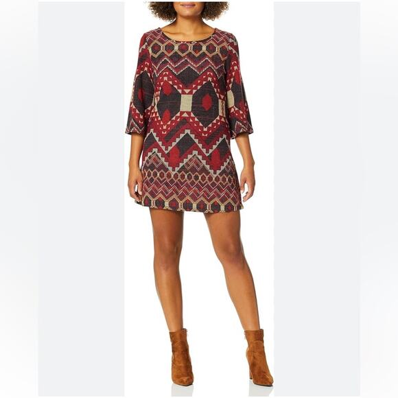 Angie Red Geometric Print Knit Dress size Medium - Picture 1 of 8